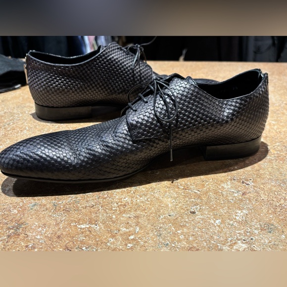 Louis Vuitton Black Checkered Leather Shoes Made In Italy - Picture 4 of 11
